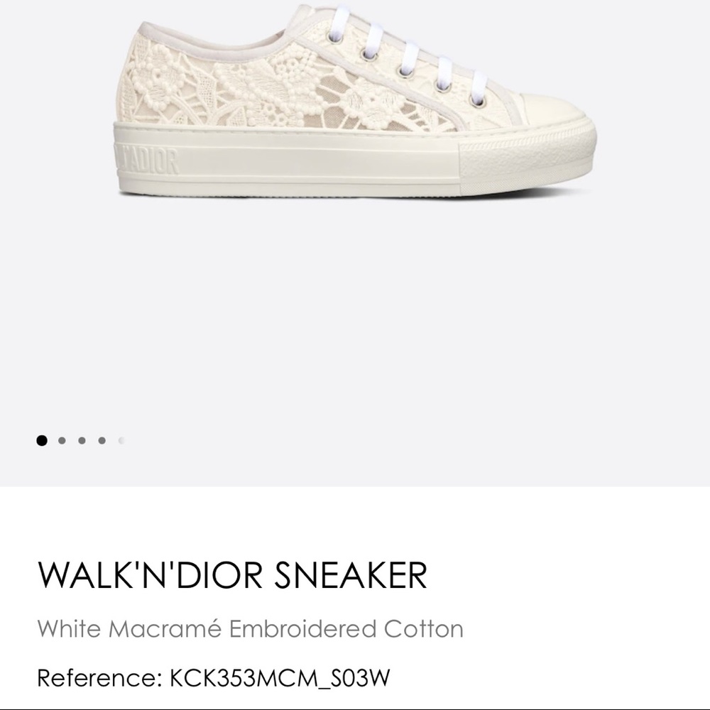 Walk’N’Dior Sneaker White Macramé Embroidered Cotton. Size 42. - Picture 5 of 7
